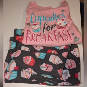 Cupcakes for Breakfast Kids Pajamas - Pink and Gray